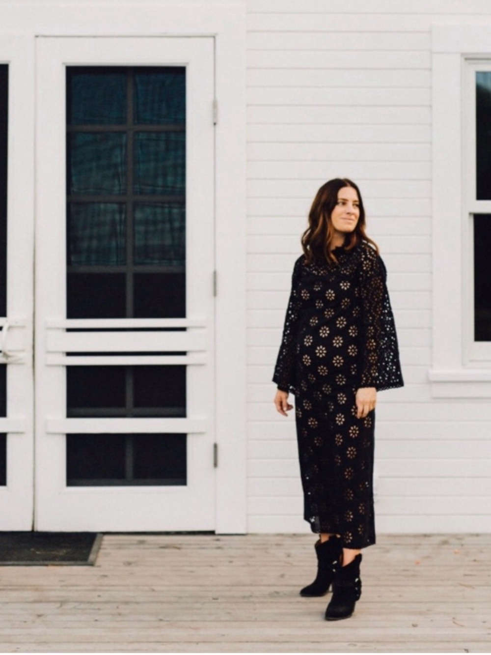 Doen Francoise Midi Eyelet Dress in Black - Picture 11 of 12